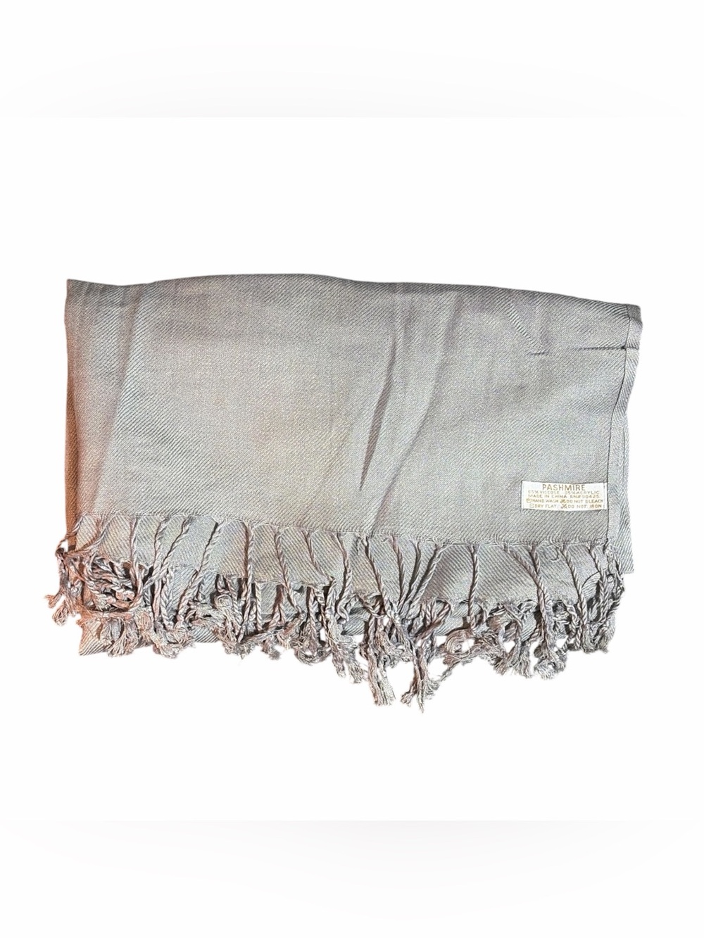 Pashmire Silver Grey Pashmina Wrap Shawl Scarf Viscose Blend Fringe Tassels